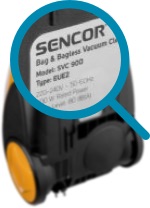 Wszystkie ważne informacje znajdują się zwykle z tyłu odkurzacza